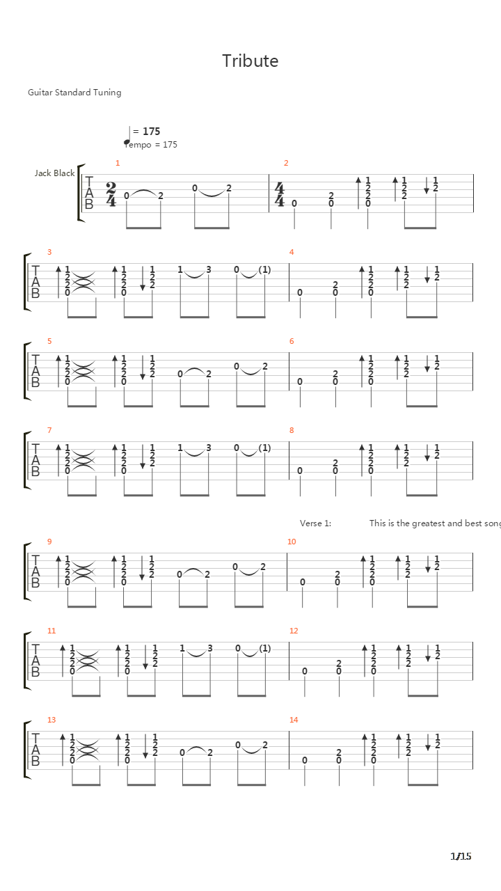 Tribute吉他谱