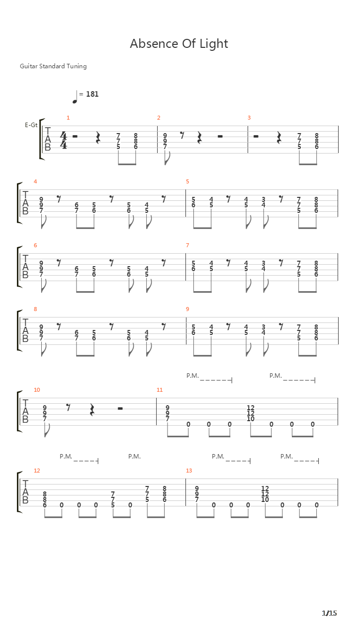 Absence Of Light吉他谱