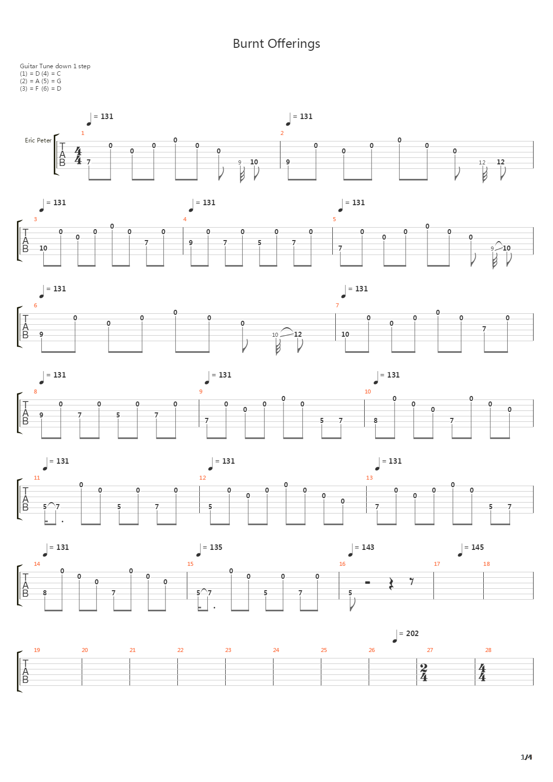 Burnt Offerings吉他谱