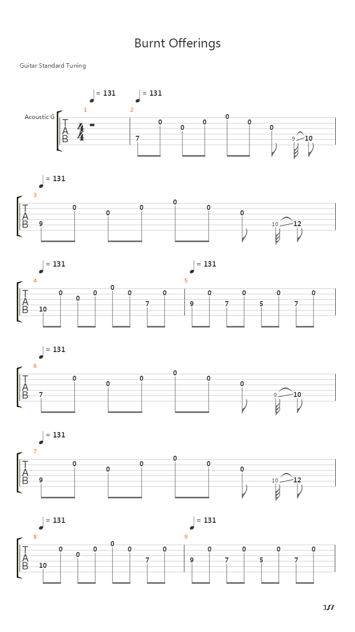 Burnt Offerings吉他谱