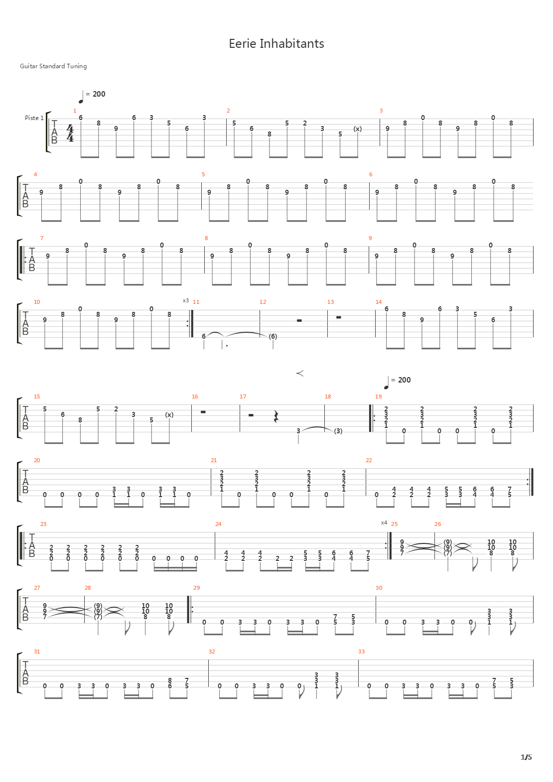 Eerie Inhabitants吉他谱
