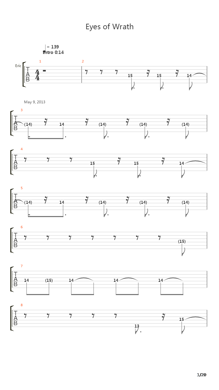 Eyes Of Wrath吉他谱