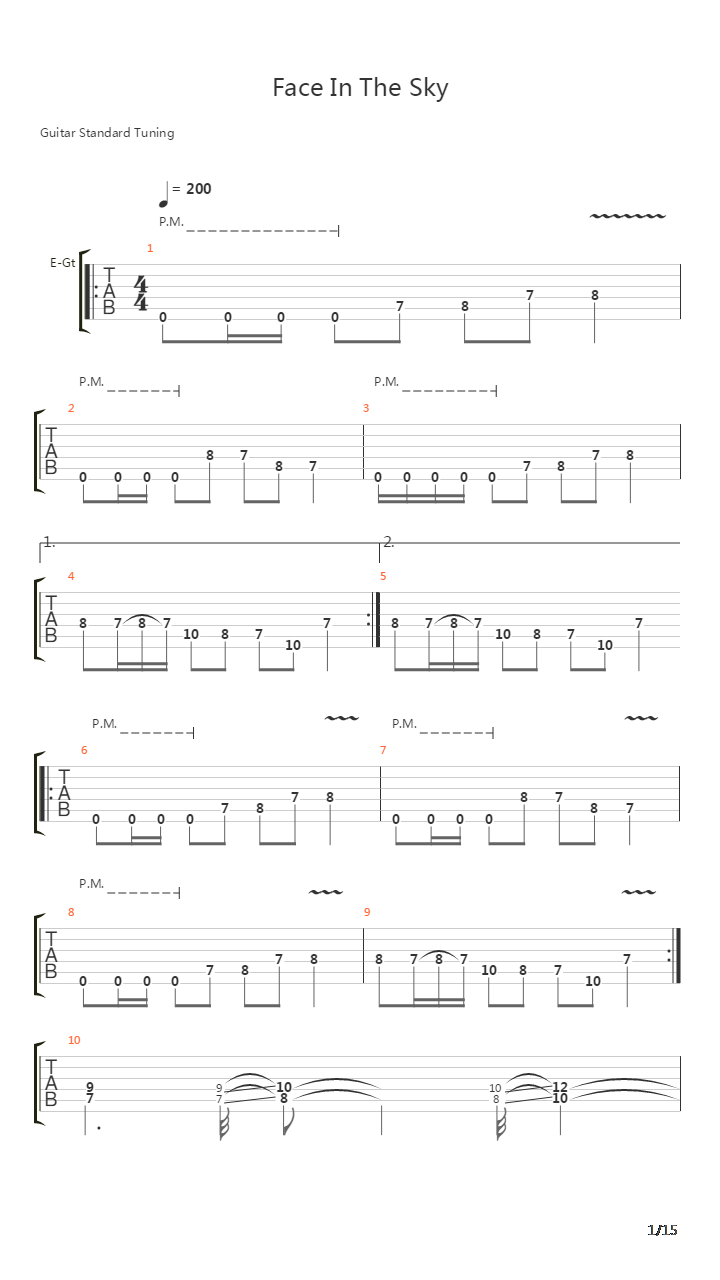 Face In The Sky吉他谱