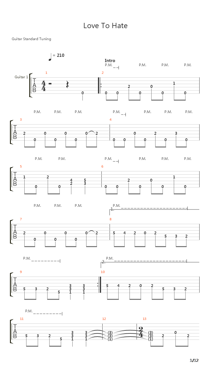 Love To Hate吉他谱