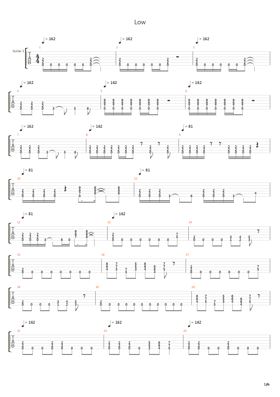 Low吉他谱