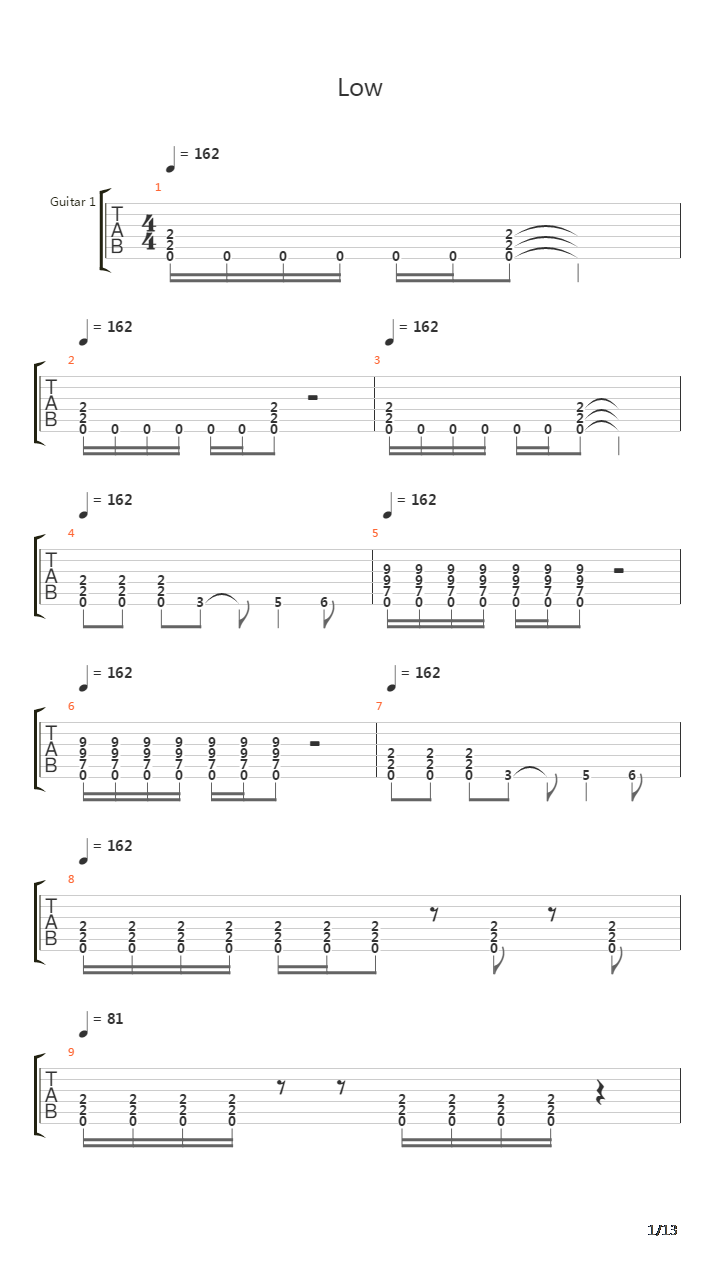 Low吉他谱