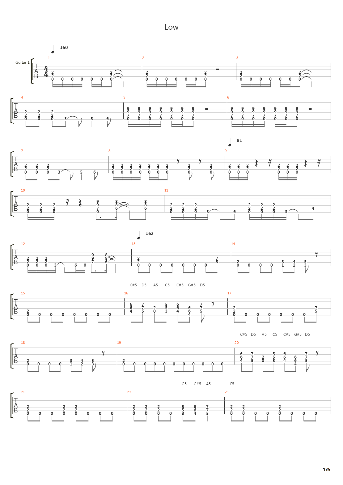 Low吉他谱
