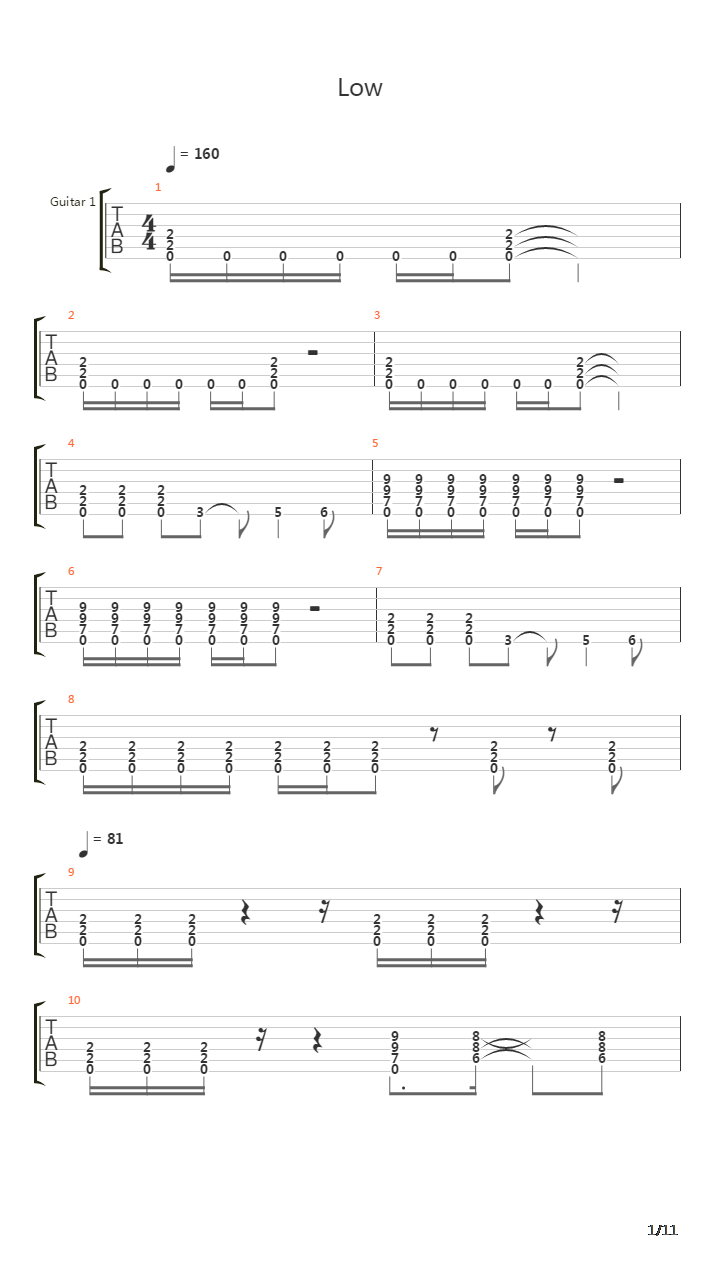 Low吉他谱