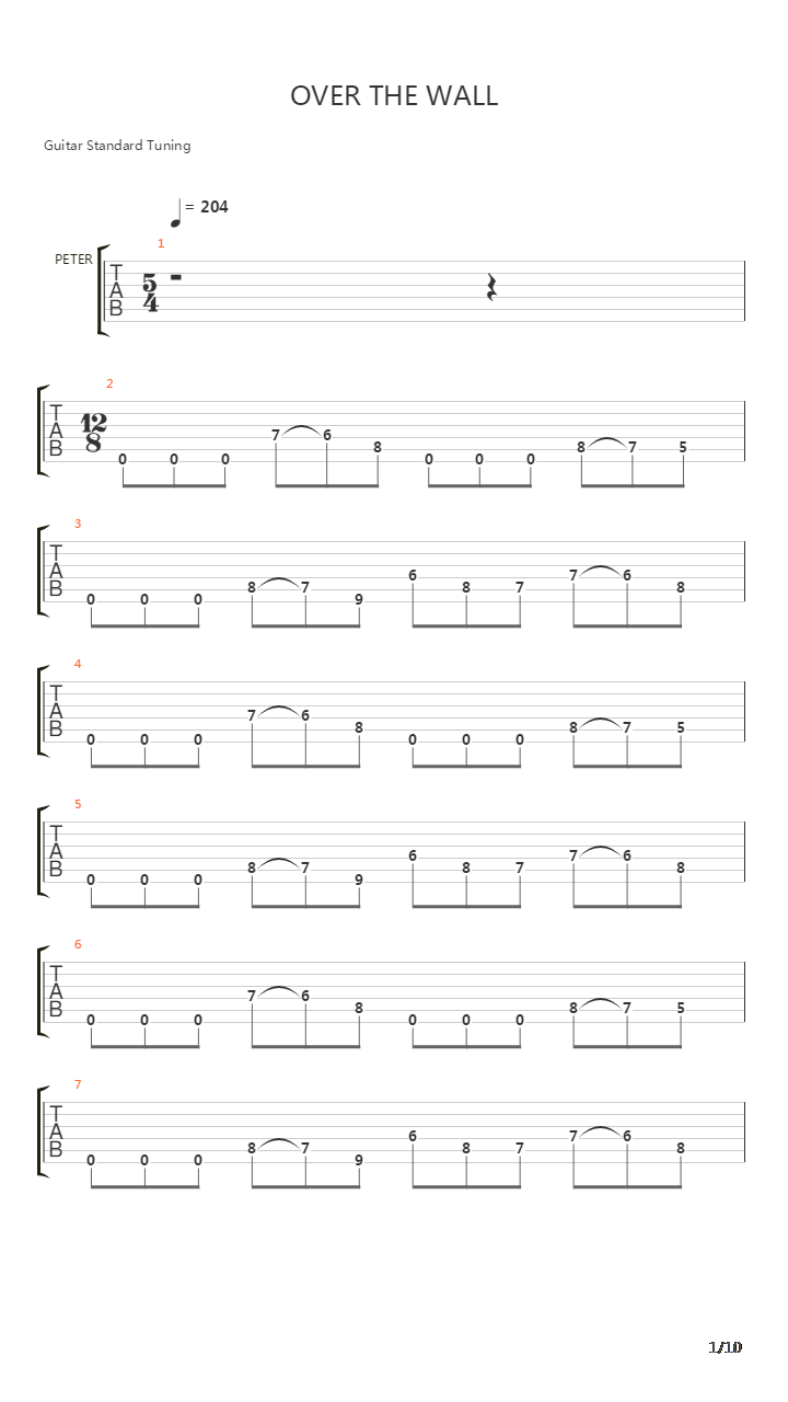 Over The Wall吉他谱