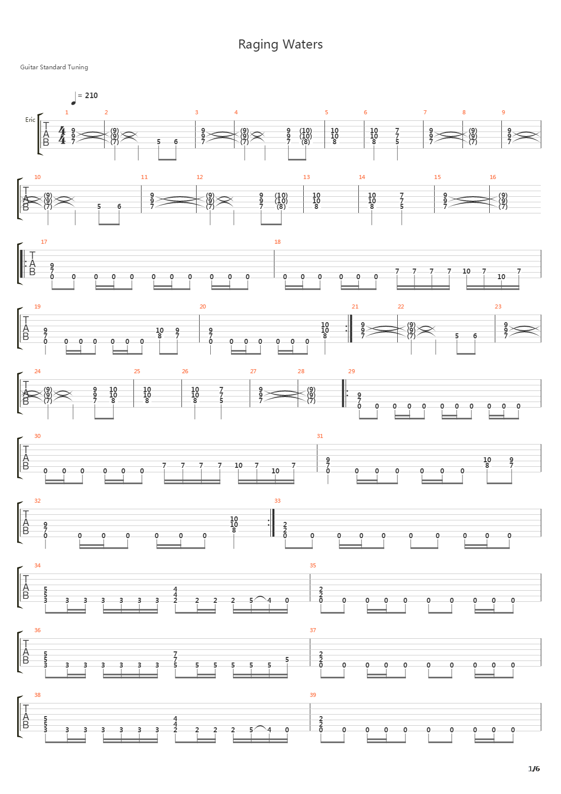 Raging Waters吉他谱
