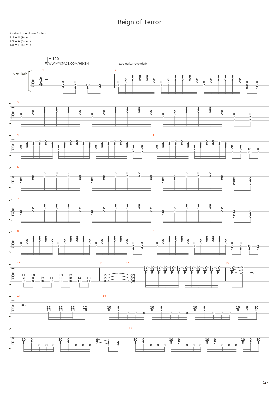 Reign Of Terror吉他谱