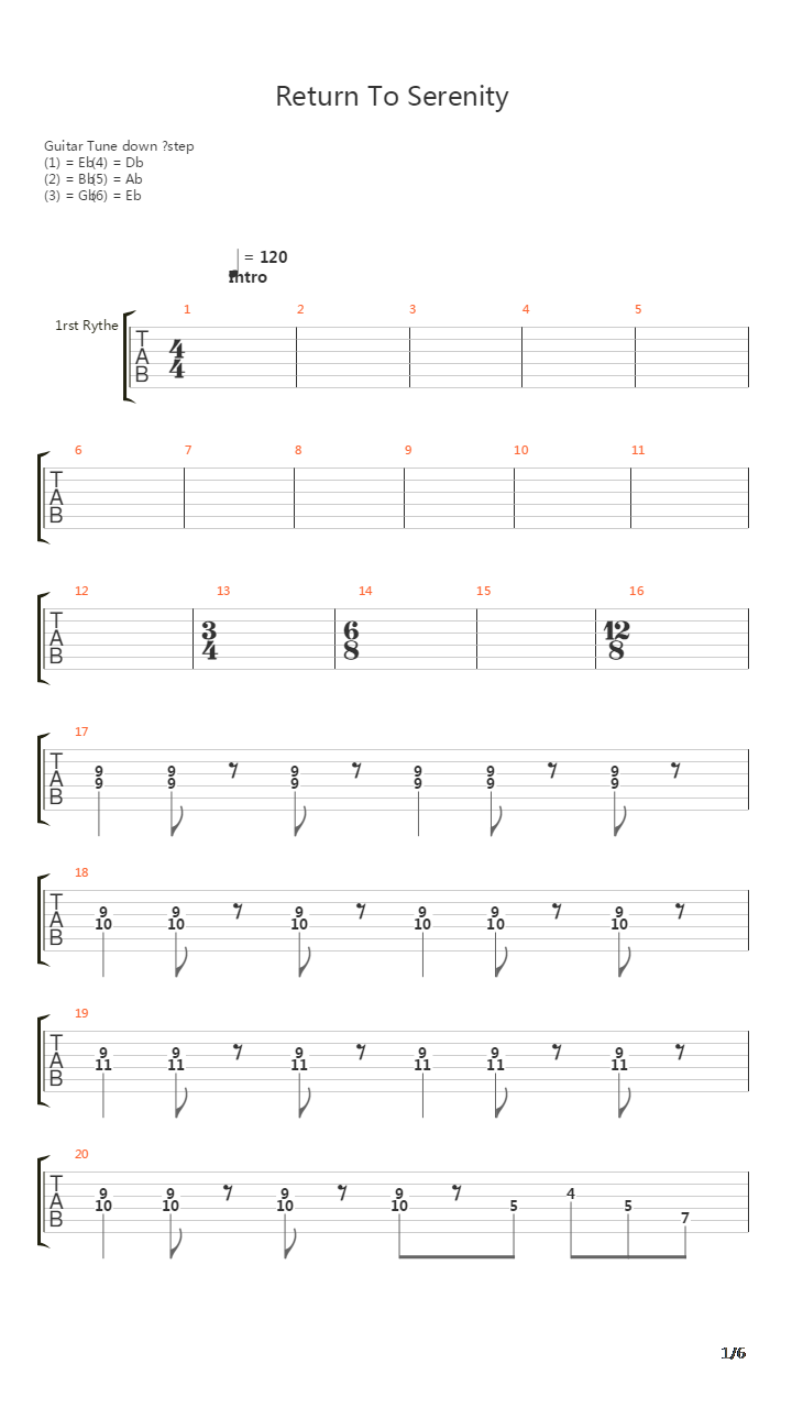 Return To Serenity吉他谱
