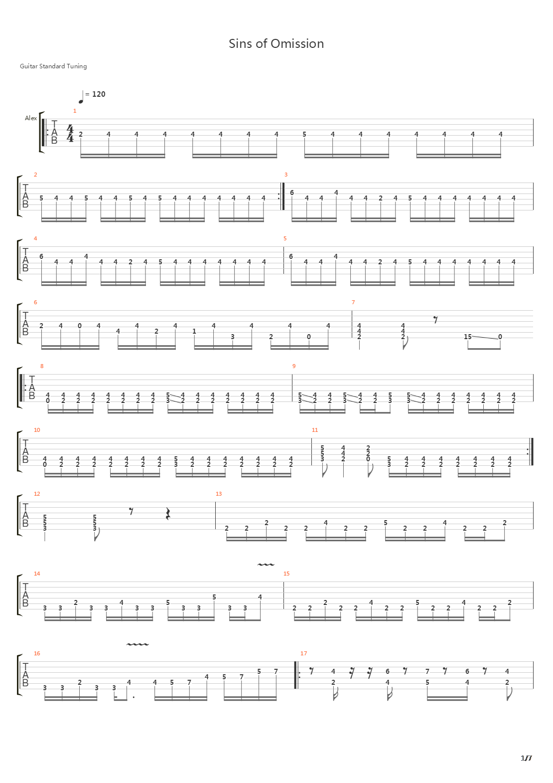 Sin Of Omission吉他谱