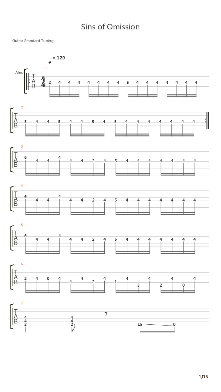 Sin Of Omission吉他谱