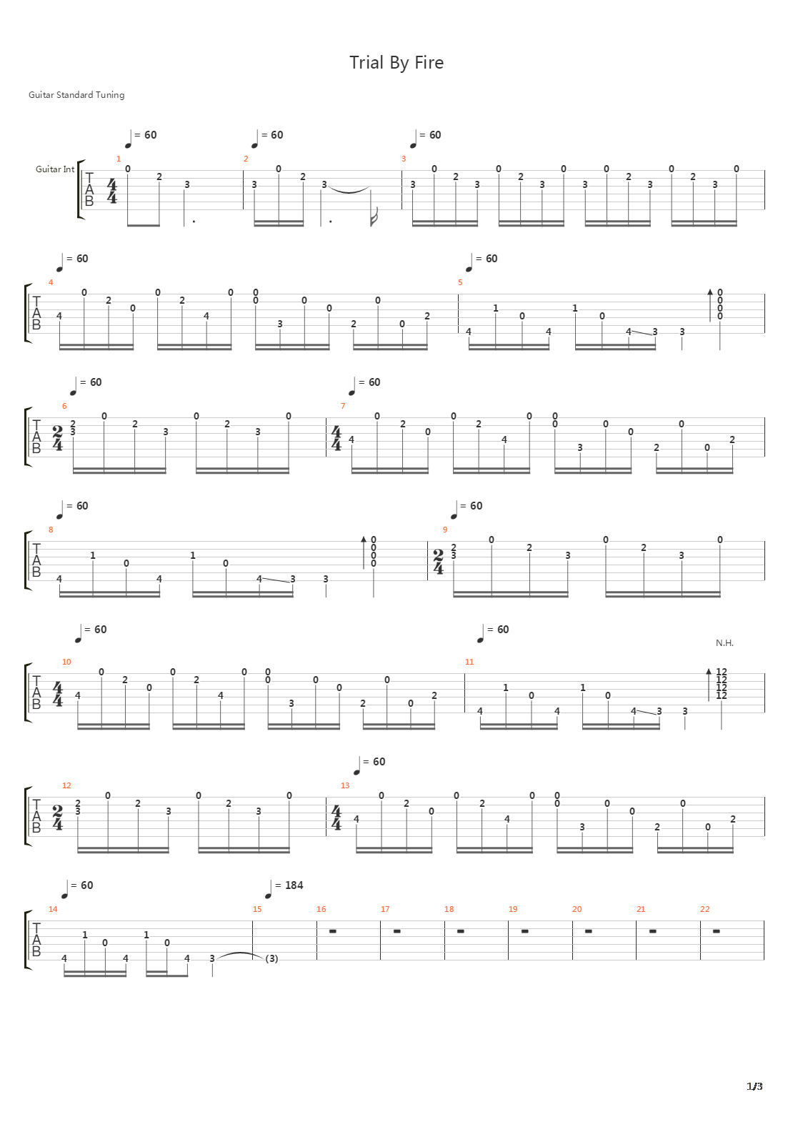 Trial By Fire吉他谱