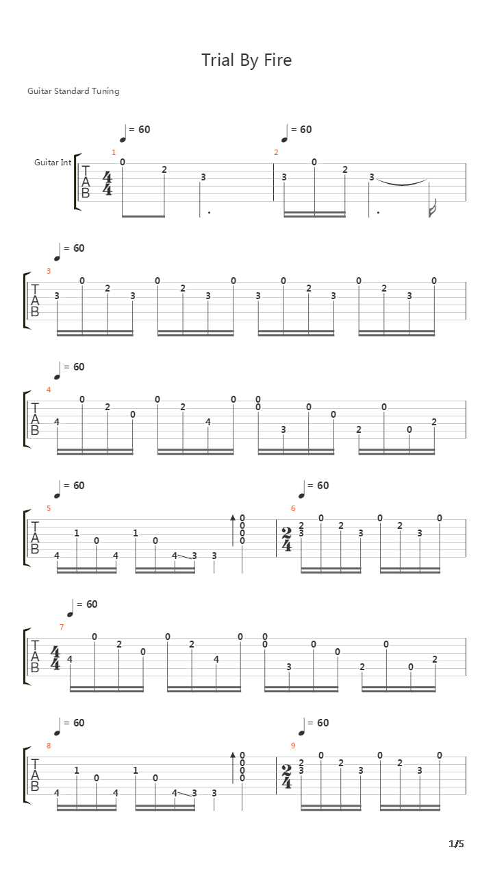 Trial By Fire吉他谱