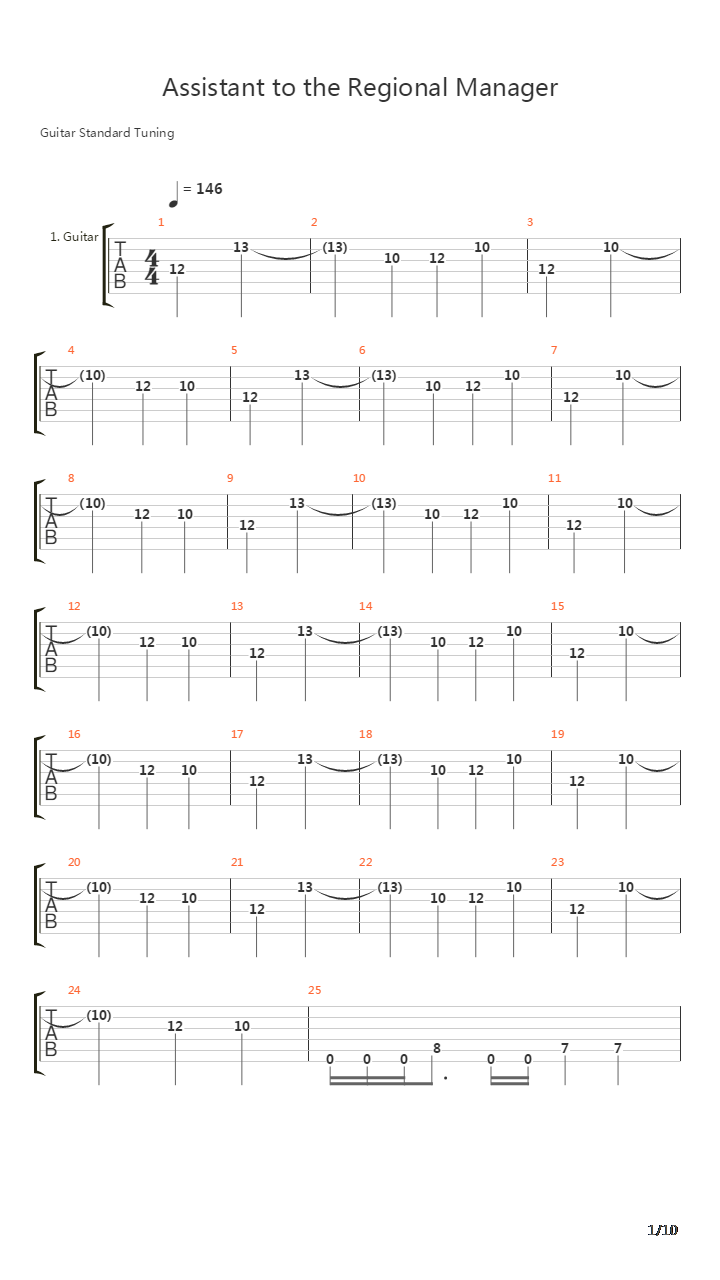 Assistant To The Regional Manager吉他谱