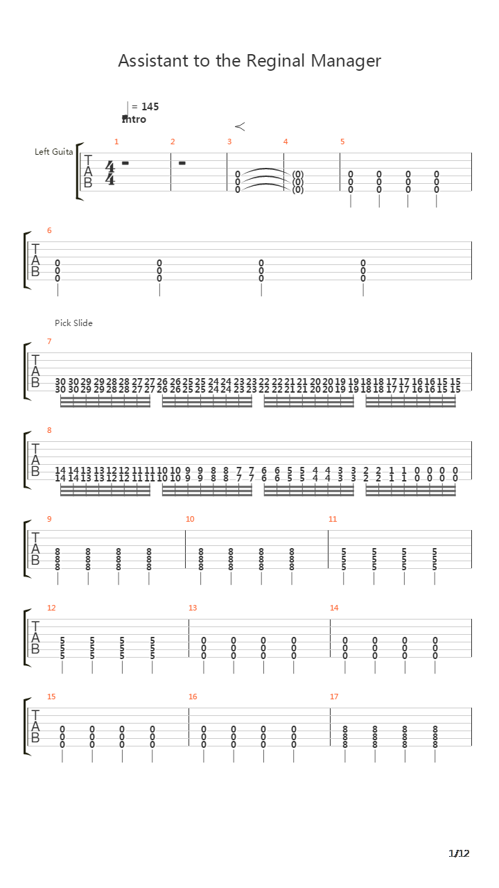 Assistant To The Regional Manager吉他谱