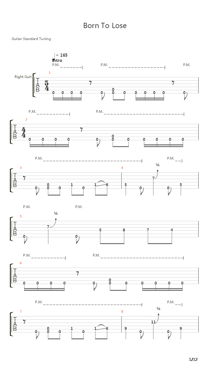 Born To Lose吉他谱