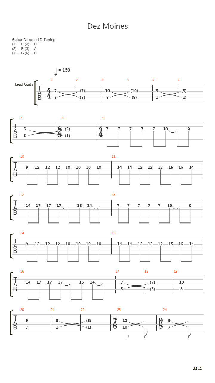 Dez Moines吉他谱