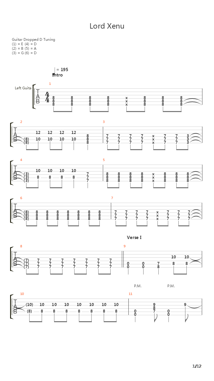 Lord Xenu吉他谱