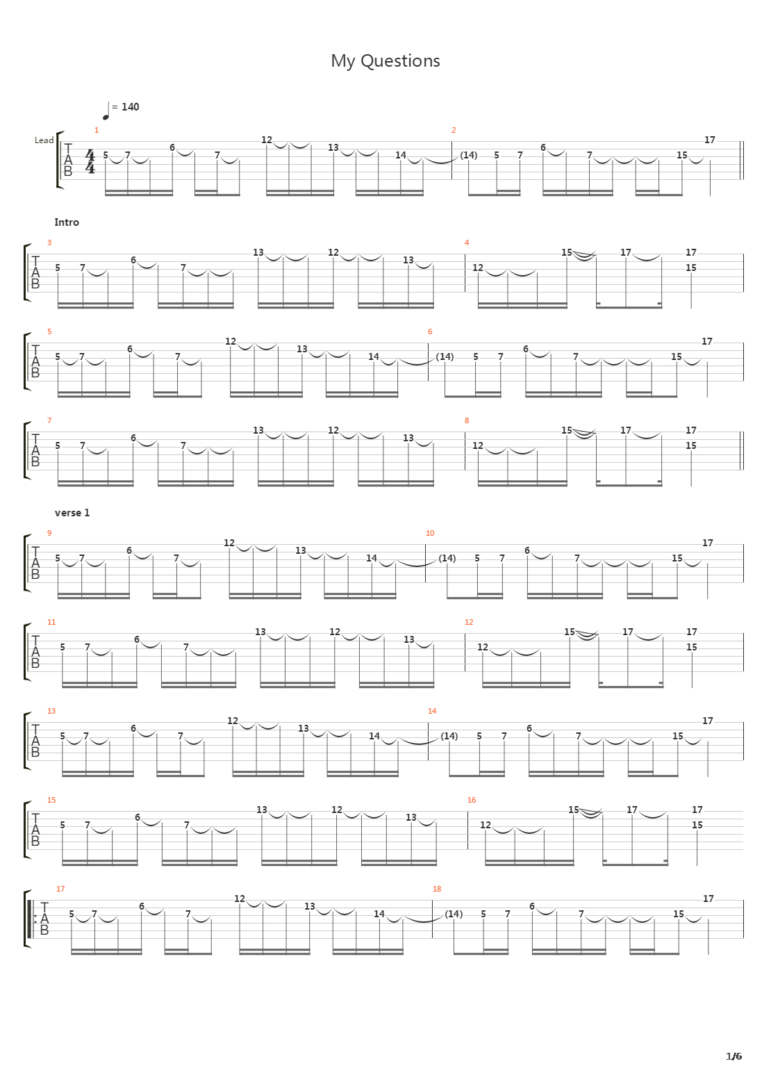 My Questions吉他谱