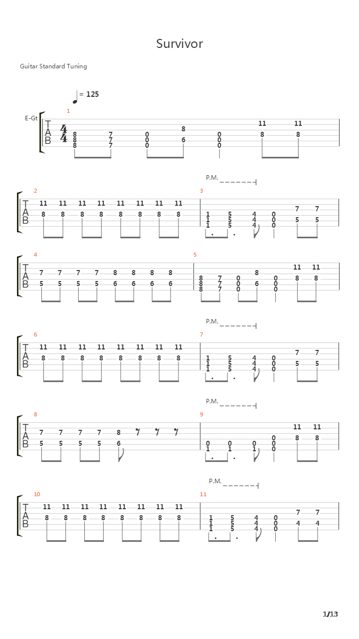 Survivor吉他谱