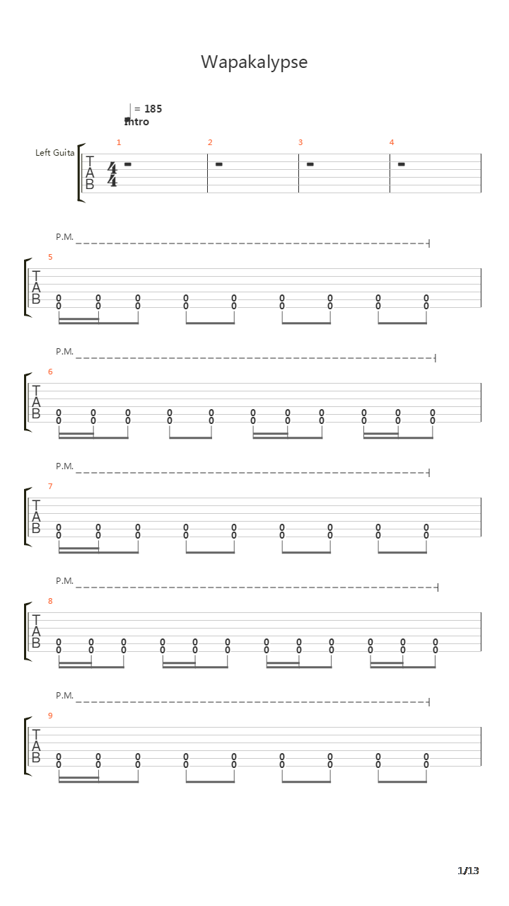 Wapakalypse吉他谱