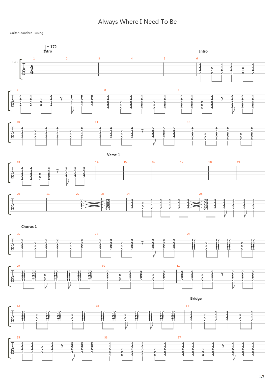 Always Where I Need To Be吉他谱