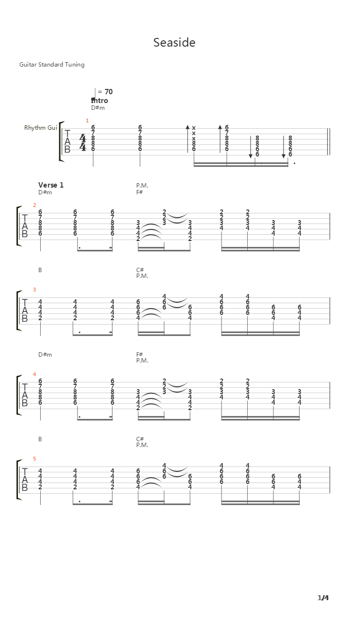 Seaside吉他谱