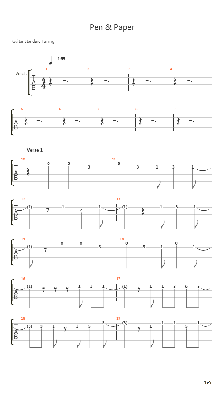 Pen And Paper吉他谱