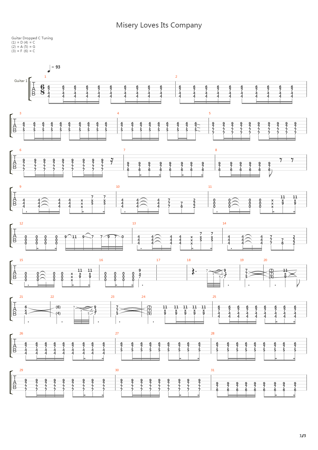 Misery Loves Its Company吉他谱