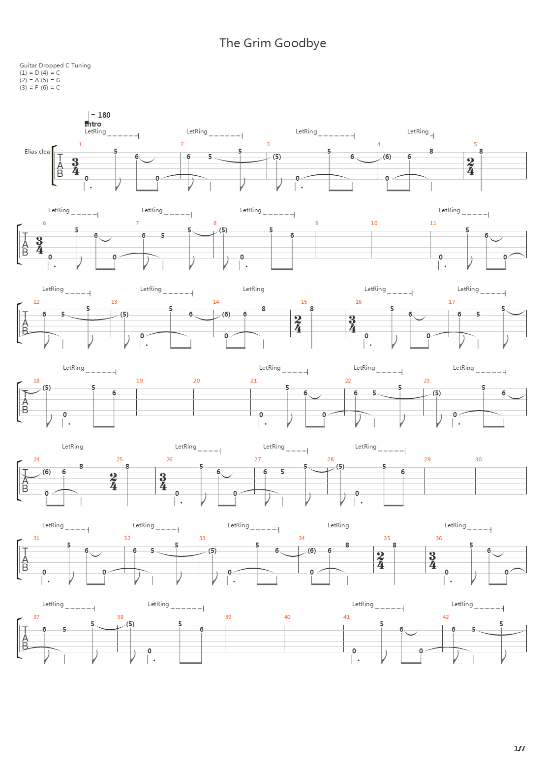 Grim Goodbye吉他谱
