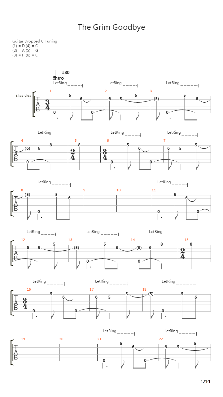 Grim Goodbye吉他谱