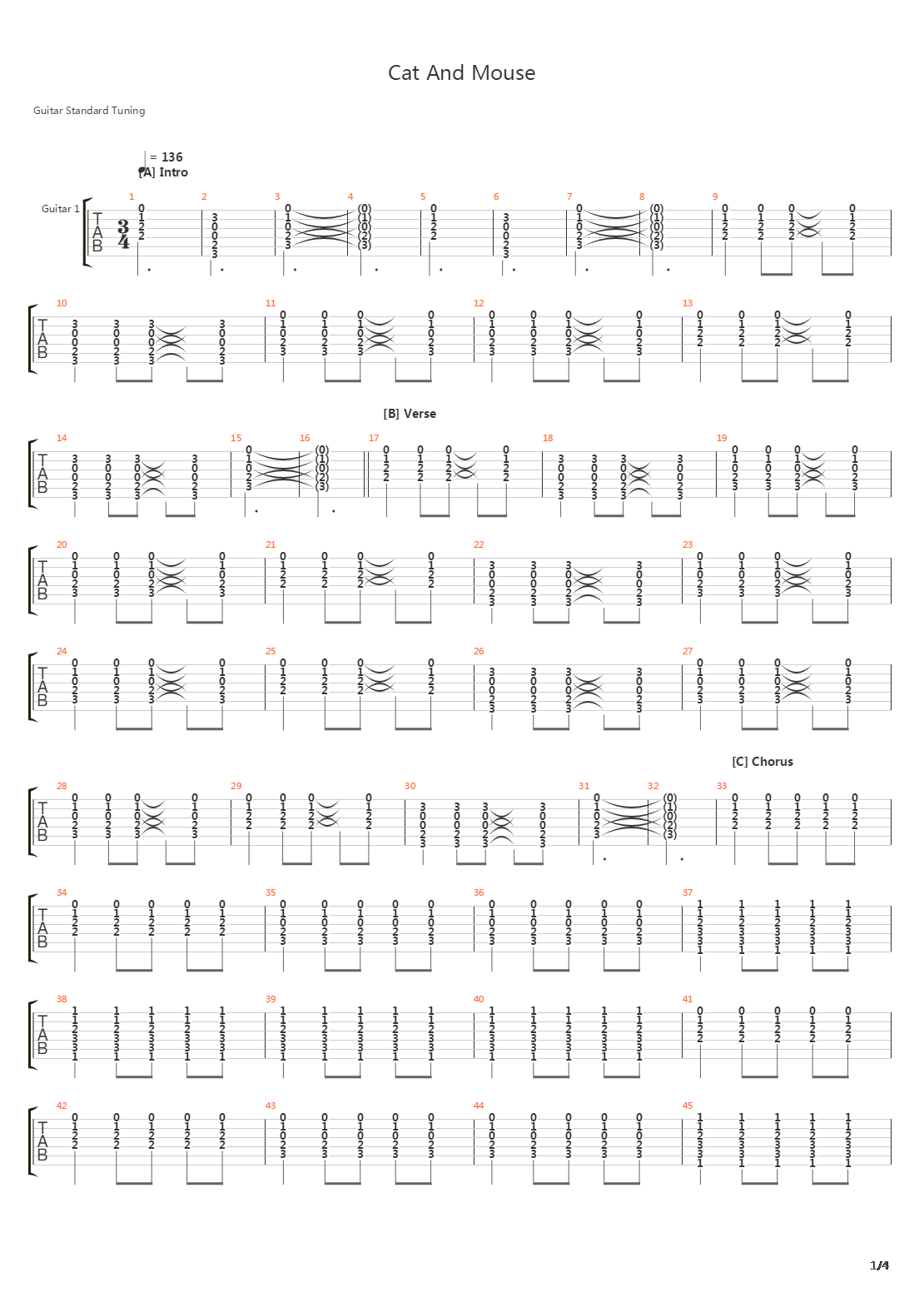 Cat And Mouse吉他谱