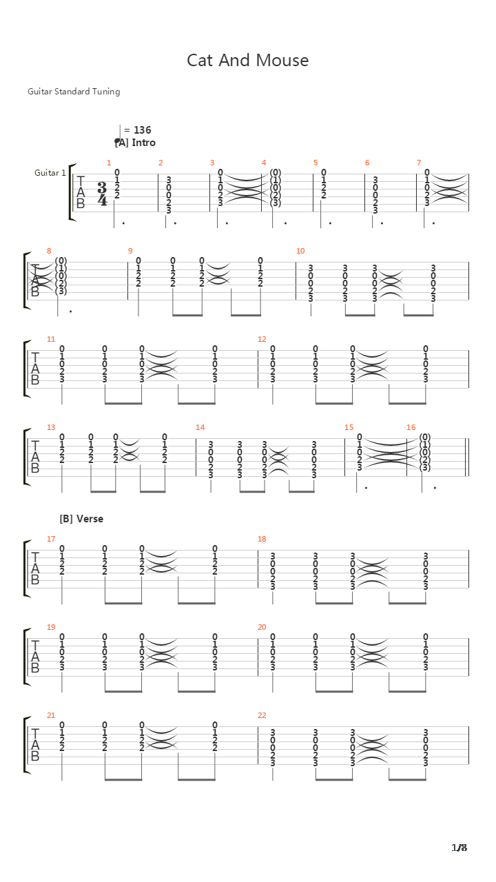 Cat And Mouse吉他谱