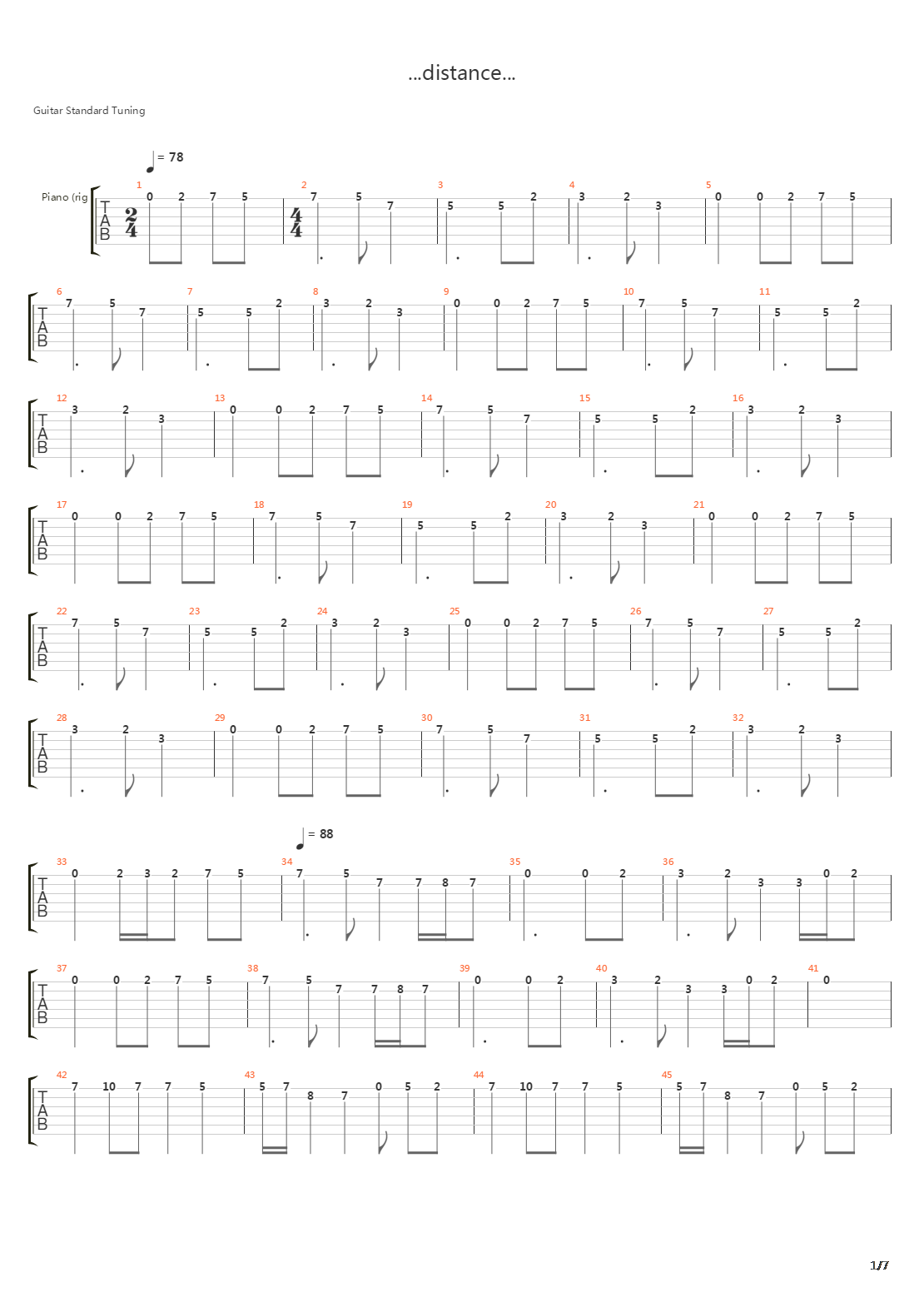 A Distance There Is吉他谱