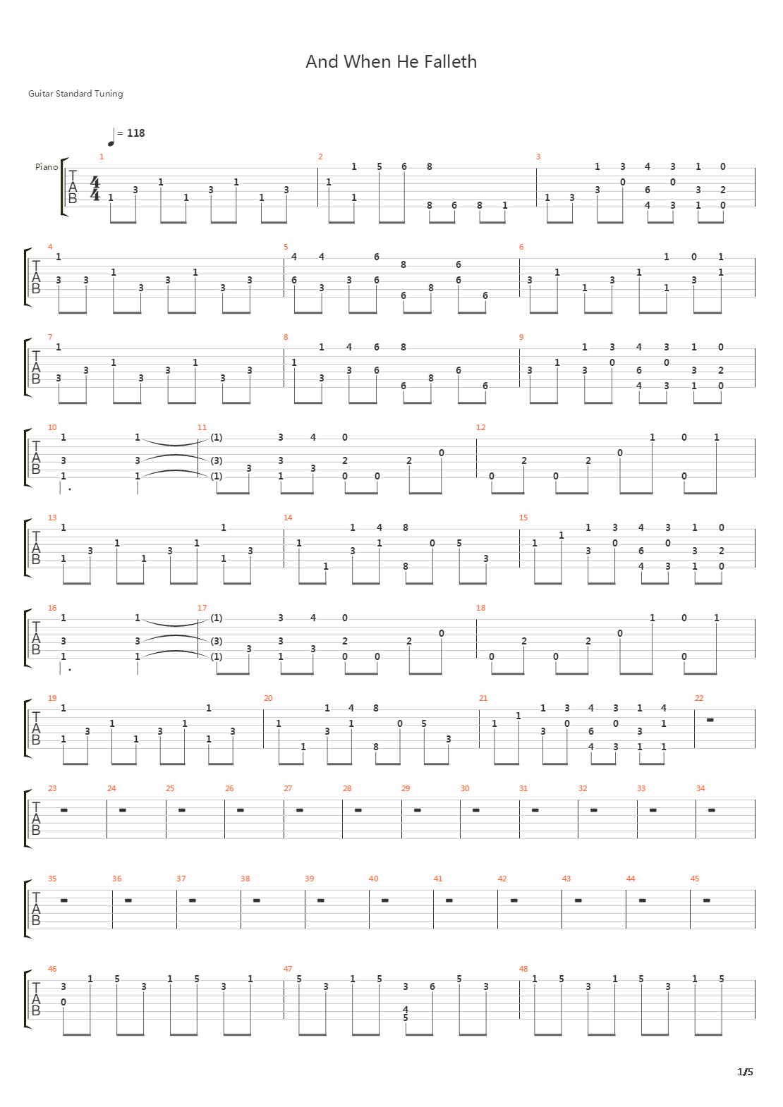 And When He Falleth吉他谱