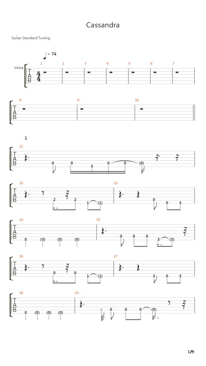 Cassandra吉他谱