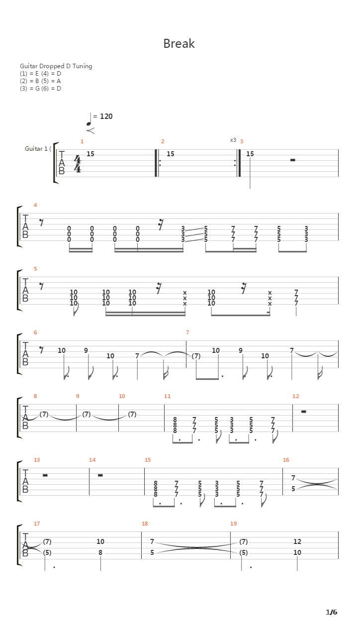 Break吉他谱