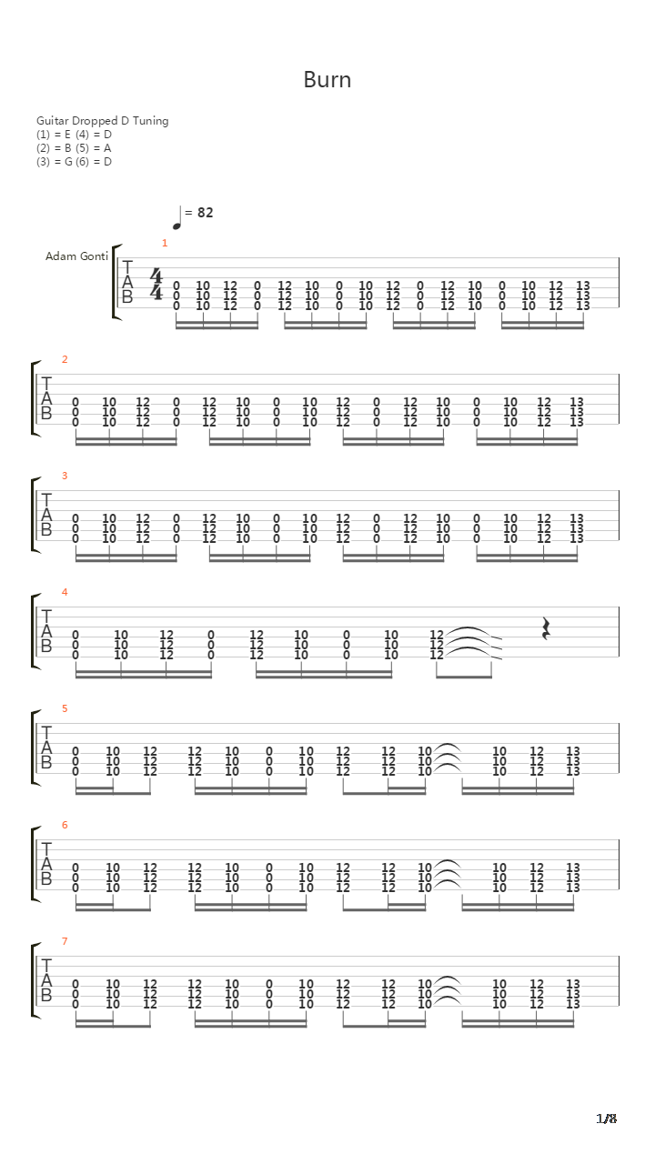 Burn吉他谱