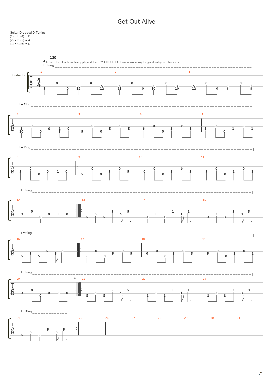 Get Out Alive吉他谱