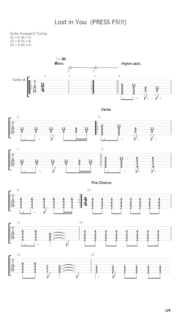 Lost In You吉他谱