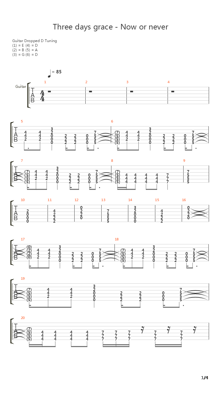 Now Or Never吉他谱