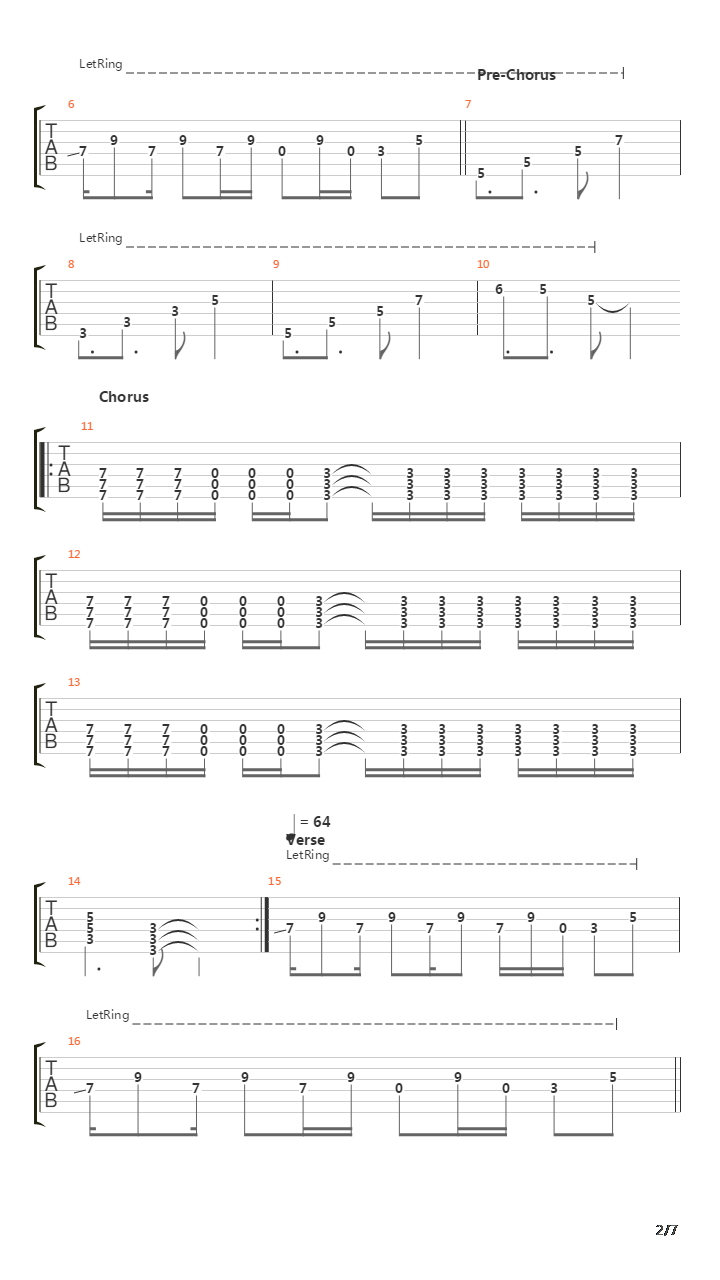 One-x吉他谱