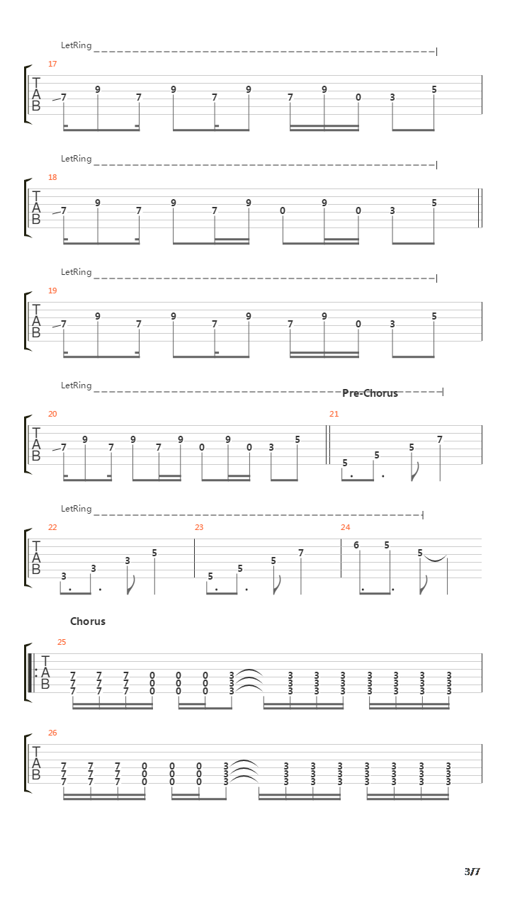 One-x吉他谱