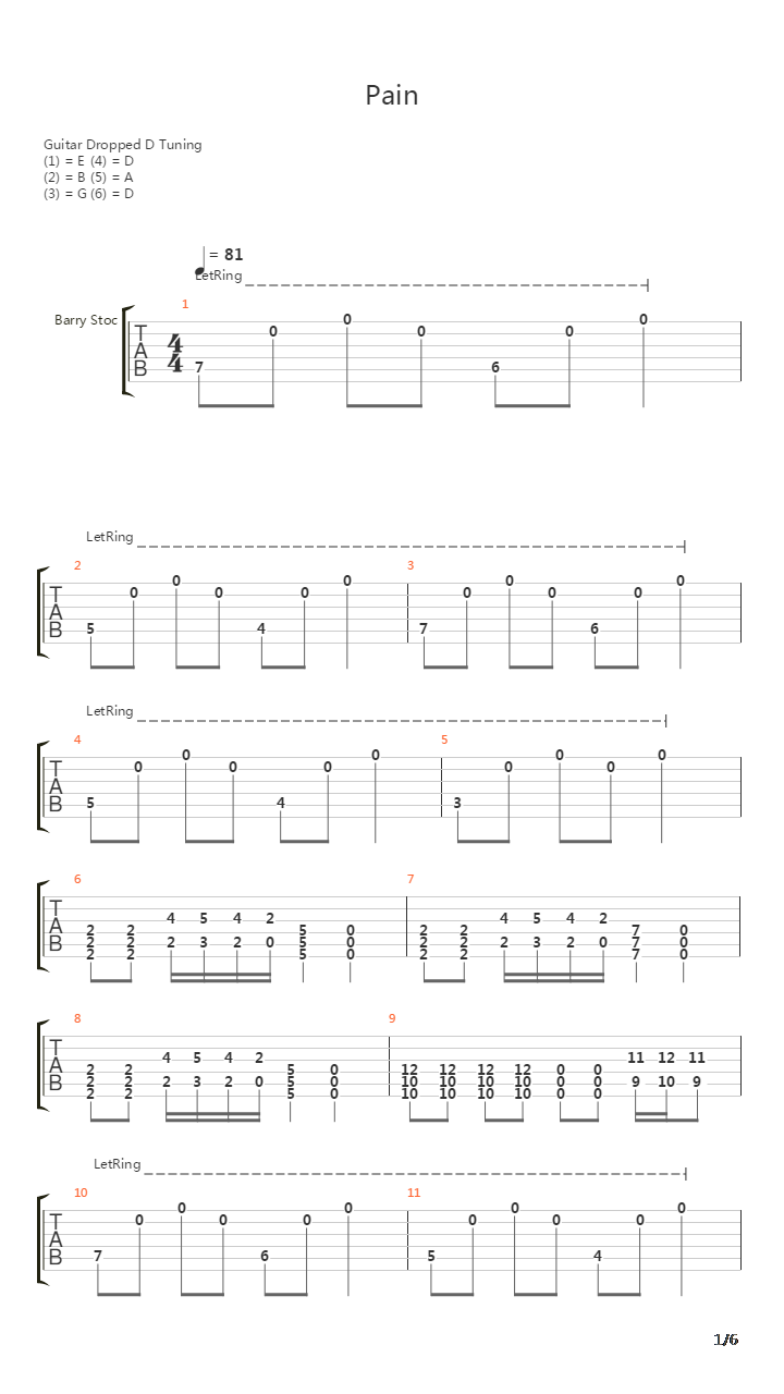 Pain吉他谱
