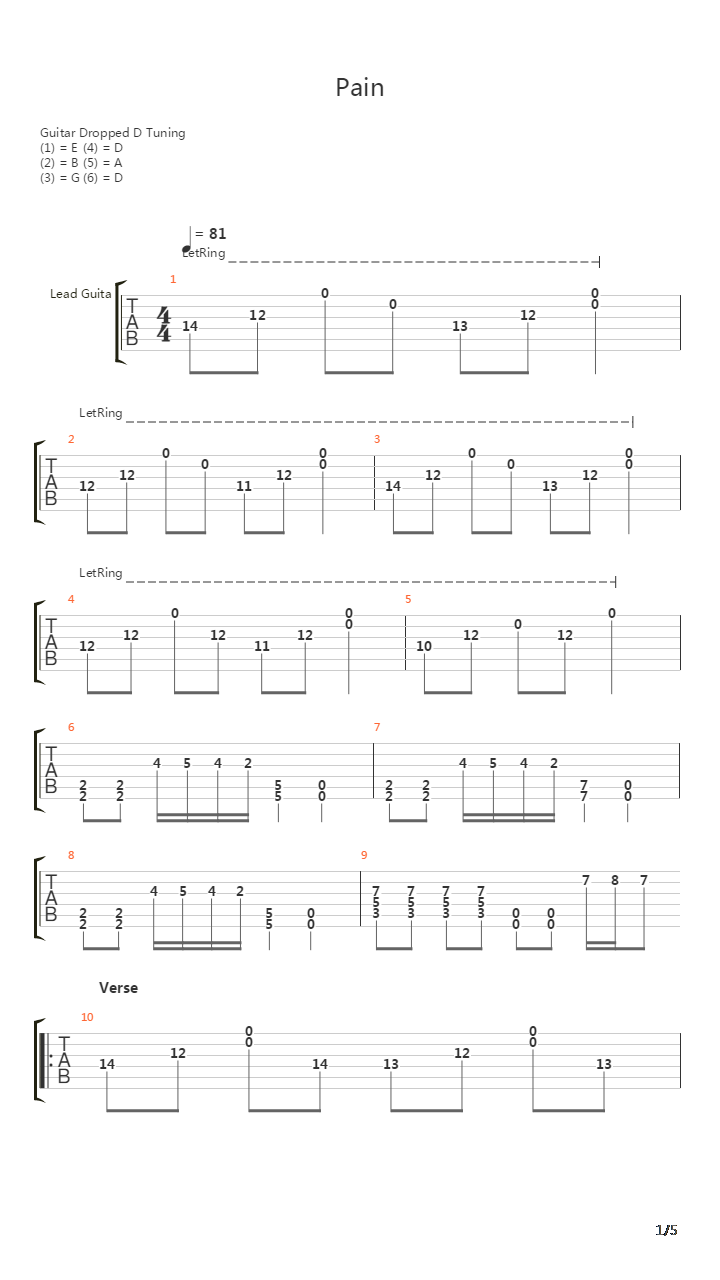 Pain吉他谱