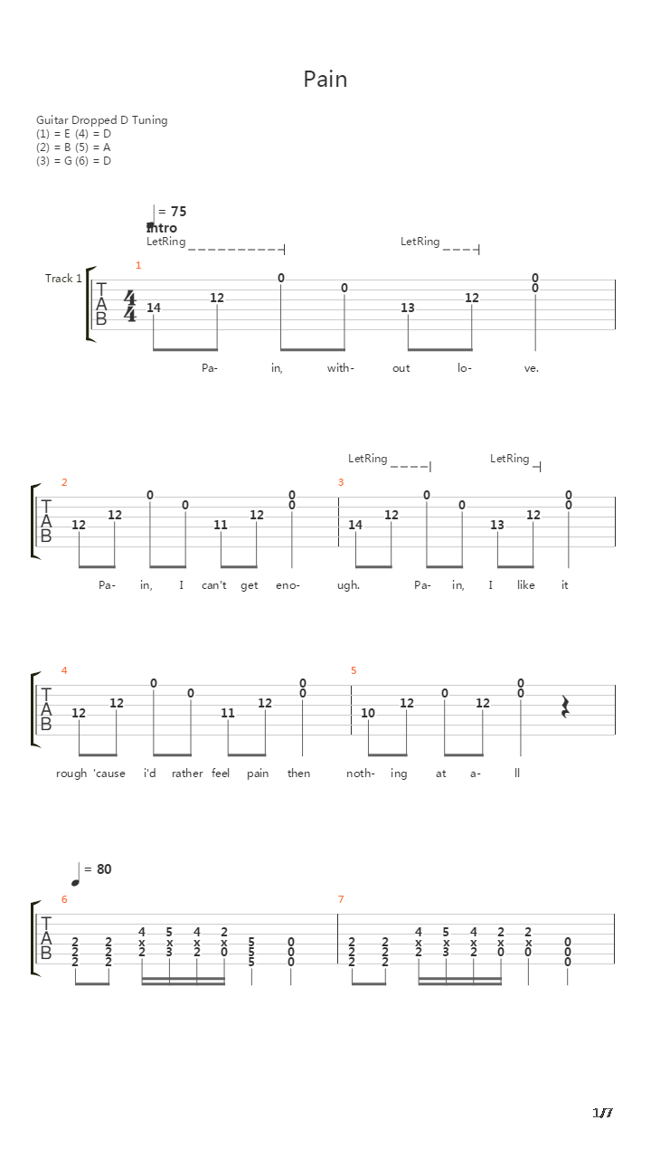 Pain吉他谱