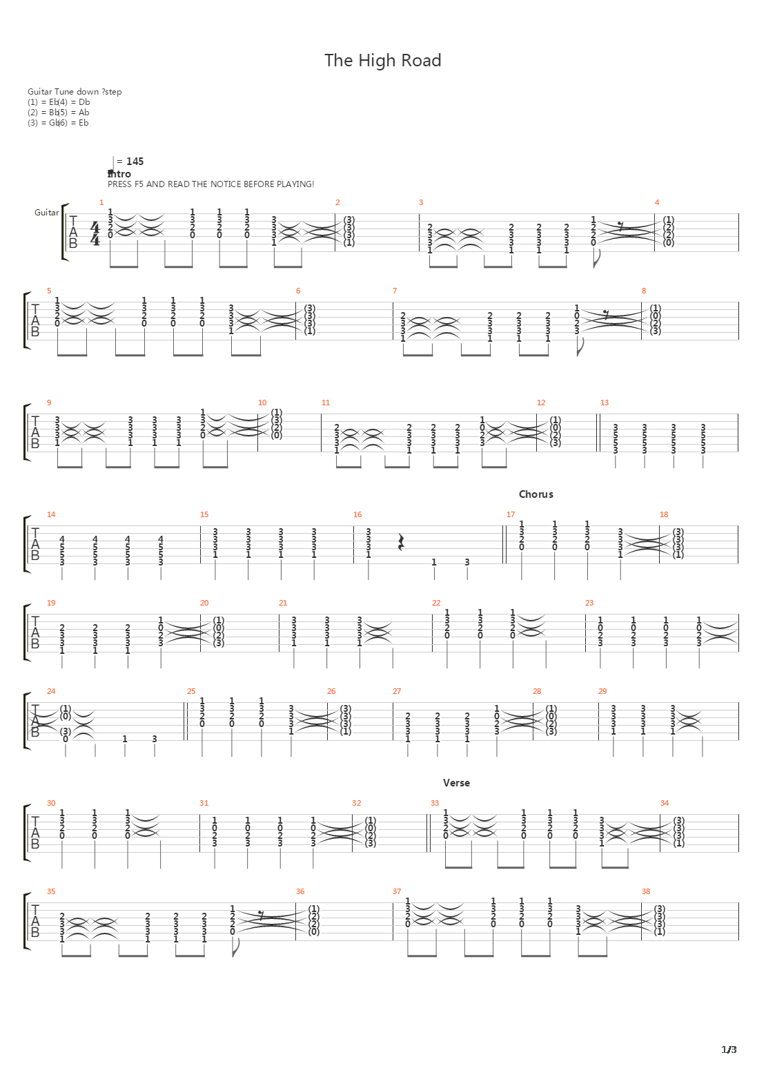 The High Road吉他谱